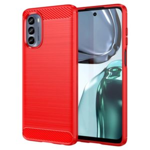 For Motorola Moto G62 5G India Brushed Texture Carbon Fiber TPU Phone Case(Red) (OEM)
