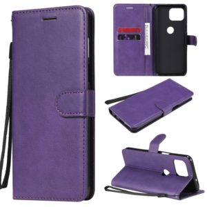 For Motorola Moto G 5G Plus Solid Color Horizontal Flip Protective Leather Case with Holder & Card Slots & Wallet & Photo Frame & Lanyard(Purple) (OEM)