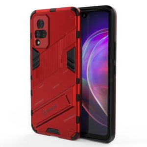 For vivo V21 Punk Armor 2 in 1 PC + TPU Shockproof Case with Invisible Holder(Red) (OEM)