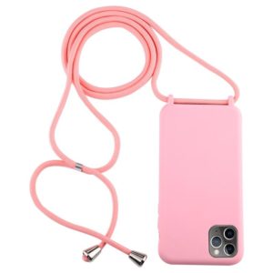 For iPhone 11 Pro Candy Color TPU Protective Case with Lanyard(Pink) (OEM)
