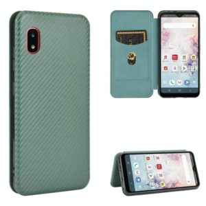 For Samsung Galaxy A20 (SC-02M) SCV46 Carbon Fiber Texture Horizontal Flip TPU + PC + PU Leather Case with Rope & Card Slot(Green) (OEM)