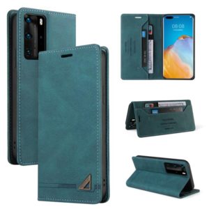 For Huawei P40 Pro Skin Feel Anti-theft Brush Horizontal Flip Leather Case with Holder & Card Slots & Wallet(Blue) (OEM)