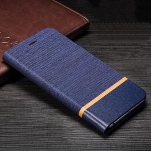 For LG K51S / K41S Canvas Three-color Stitching Business Horizontal Flip Leather Case with Holder & Card Slot(Blue) (OEM)