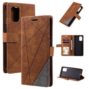 For OnePlus 8T Skin Feel Splicing Horizontal Flip Leather Case with Holder & Card Slots & Wallet & Photo Frame(Brown) (OEM)