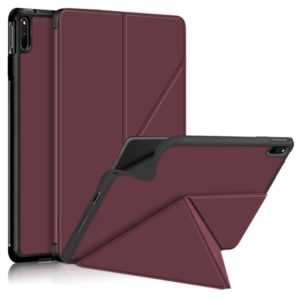 For Huawei MatePad 11 2021 Multi-folding Horizontal Flip PU Leather Shockproof Case with Holder & Sleep / Wake-up Function(Wine Red) (OEM)