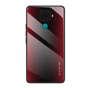 For Huawei Nova 5i Pro Texture Gradient Glass Protective Case(Red) (OEM)