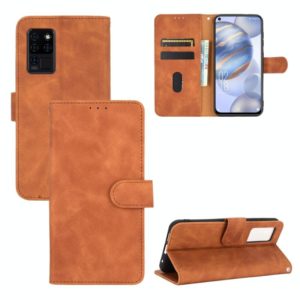 For Oukitel C21 / C21 Pro Solid Color Skin Feel Magnetic Buckle Horizontal Flip Calf Texture PU Leather Case with Holder & Card Slots & Wallet(Brown) (OEM)