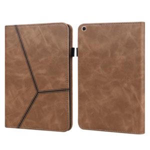 For Samsung Galaxy Tab A 10.1 (2019) T510 Solid Color Embossed Striped Leather Tablet Case(Brown) (OEM)
