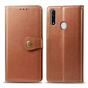 For OPPO A8 Solid Color Leather Buckle Phone Case with Lanyard & Photo Frame & Card Slot & Wallet & Stand Function(Brown) (OEM)