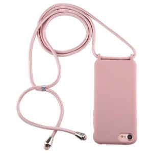For iPhone 8 / 7 Candy Color TPU Protective Case with Lanyard(Dark Pink) (OEM)