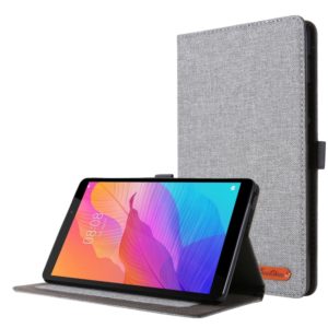For Huawei MatePad T 8 Horizontal Flip TPU + Fabric PU Leather Protective Case with Card Slots & Holder(Grey) (OEM)