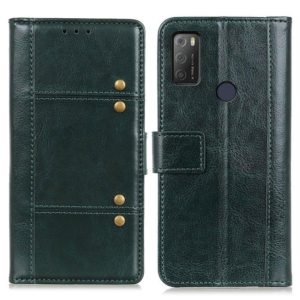 For alcatel 1S (2021) Peas Crazy Horse Texture Horizontal Flip Leather Case with Holder & Card Slots & Wallet(Green) (OEM)