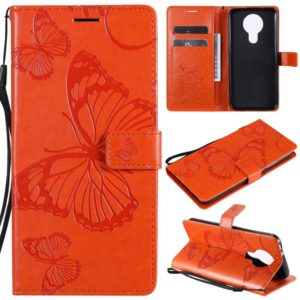 For Nokia 3.4 3D Butterflies Embossing Pattern Horizontal Flip Leather Case with Holder & Card Slot & Wallet(Orange) (OEM)