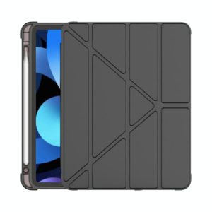 Multi-folding Surface PU Leather Matte Anti-drop Protective TPU Case with Pen Slot for iPad Air 2022 / 2020 10.9(Black) (OEM)