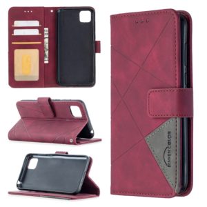 For Huawei Y5p Rhombus Texture Magnetic Buckle Horizontal Flip Leather Case with Holder & Card Slots & Wallet & Photo Frame(Red) (OEM)