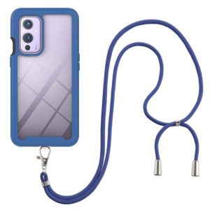 For OnePlus 9 Starry Sky Solid Color Series Shockproof PC + TPU Protective Case with Neck Strap(Blue) (OEM)
