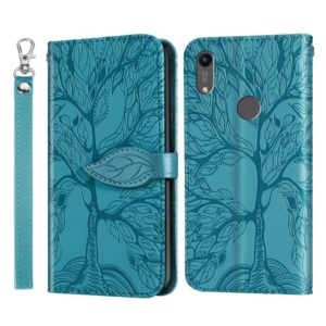 For Huawei Y6 (2019) Life of Tree Embossing Pattern Horizontal Flip Leather Case with Holder & Card Slot & Wallet & Photo Frame & Lanyard(Blue) (OEM)