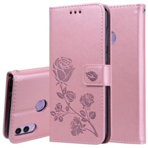 Rose Embossed Horizontal Flip PU Leather Case for Huawei Honor 8C, with Holder & Card Slots & Wallet (Rose Gold) (OEM)
