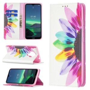 For Nokia 1.4 Colored Drawing Pattern Invisible Magnetic Horizontal Flip PU Leather Case with Holder & Card Slots & Wallet(Sun Flower) (OEM)