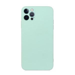 For iPhone 12 Pro Max Straight Edge Solid Color TPU Shockproof Case(Light Cyan) (OEM)