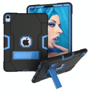 For iPad Pro 11 Contrast Color Silicone + PC Combination Case with Holder(Black + Blue) (OEM)