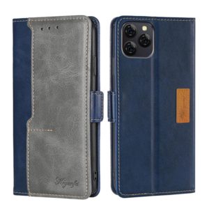 For Blackview A95 Contrast Color Side Buckle Leather Phone Case(Blue + Grey) (OEM)