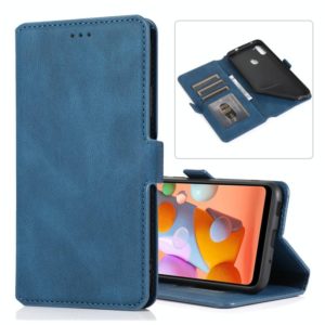 For Samsung Galaxy A11 Retro Magnetic Closing Clasp Horizontal Flip Leather Case with Holder & Card Slots & Photo Frame & Wallet(Navy Blue) (OEM)