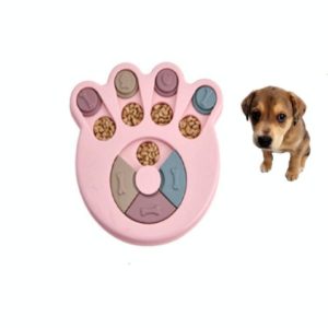 Pet Toy Dog Food Turntable Eating Puzzle Anti-Smashing Dog Bowl Supplies, Style:Footprint Style(Pink) (OEM)