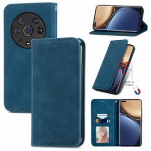 For Honor Magic3 Pro Retro Skin Feel Magnetic Horizontal Flip Leather Phone Case(Blue) (OEM)
