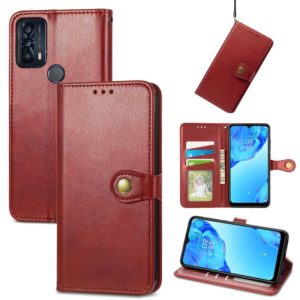 For TCL 20B Solid Color Leather Buckle Phone Case(Red) (OEM)