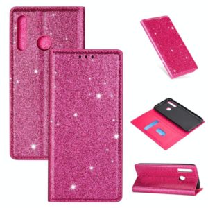 For Samsung Galaxy A40S Ultrathin Glitter Magnetic Horizontal Flip Leather Case with Holder & Card Slots(Rose Red) (OEM)