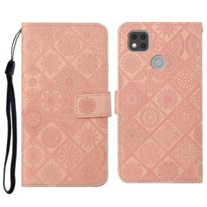 For Xiaomi Redmi 9C Ethnic Style Embossed Pattern Horizontal Flip Leather Case with Holder & Card Slots & Wallet & Lanyard(Pink) (OEM)