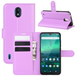For Nokia 1.3 Litchi Texture Horizontal Flip Protective Case with Holder & Card Slots & Wallet(Purple) (OEM)