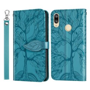 For Huawei Y7 Prime (2019) Life of Tree Embossing Pattern Horizontal Flip Leather Case with Holder & Card Slot & Wallet & Photo Frame & Lanyard(Blue) (OEM)