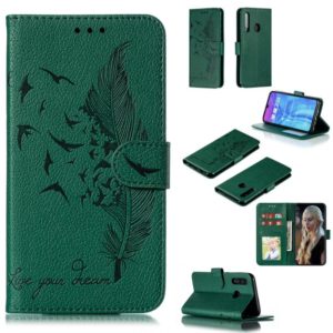 Feather Pattern Litchi Texture Horizontal Flip Leather Case with Wallet & Holder & Card Slots For Huawei Honor 10i / P Smart+ 2019 / Honor 20i / Honor 10 Lite(Green) (OEM)