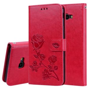 Rose Embossed Horizontal Flip PU Leather Case for Samsung Galaxy J4 Plus, with Holder & Card Slots & Wallet (Red) (OEM)