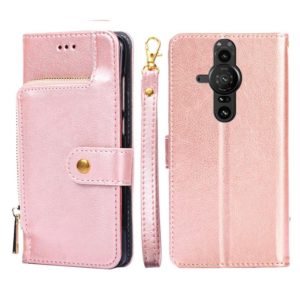 For Sony Xperia Pro-I Zipper Bag PU + TPU Horizontal Flip Leather Phone Case(Rose Gold) (OEM)