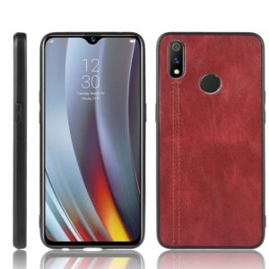 For Oppo Realme 3 Shockproof Sewing Cow Pattern Skin PC + PU + TPU Case(Red) (OEM)
