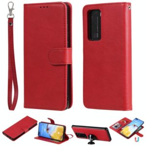 For Huawei P40 Lite 2 in 1 Solid Color Detachable PU Leather Case with Card Slots & Magnetic Holder & Photo Frame & Wallet & Strap(Red) (OEM)