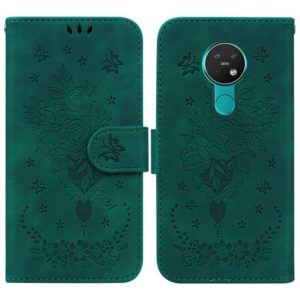 For Nokia 6.2 / 7.2 Butterfly Rose Embossed Leather Phone Case(Green) (OEM)
