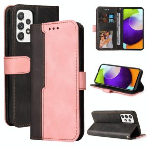 For Samsung Galaxy A72 5G / 4G Business Stitching-Color Horizontal Flip PU Leather Case with Holder & Card Slots & Photo Frame(Pink) (OEM)