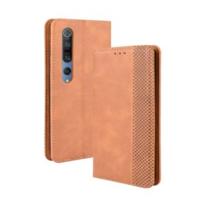 For Xiaomi Mi 10 /Xiaomi Mi 10 Pro 5G Magnetic Buckle Retro Crazy Horse Texture Horizontal Flip Leather Case , with Holder & Card Slots & Photo Frame(Brown) (OEM)