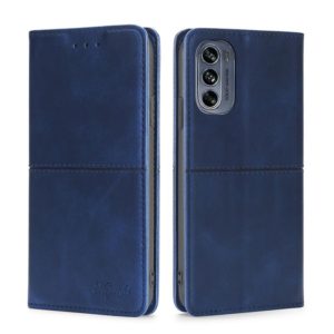 For Motorola Moto G62 5G Cow Texture Magnetic Horizontal Flip Leather Phone Case(Blue) (OEM)