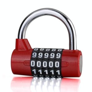 Large 5 Digit Combination Gym Cabinets Password Lock Tool Box Door Padlock(Red) (OEM)