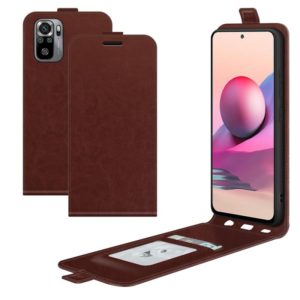 For Xiaomi Redmi Note 10S R64 Texture Single Vertical Flip Leather Protective Case with Card Slots & Photo Frame(Brown) (OEM)