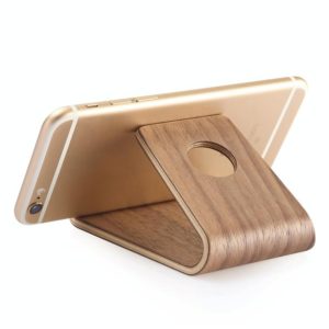 JS01 Wooden Desktop Phone Holder Universal Curved Wood Support Frame For Tablet Phones (Walnut) (OEM)