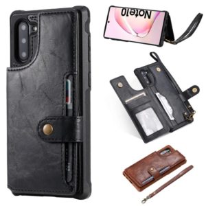 For Galaxy Note 10 Buckle Zipper Shockproof Protective Case with Holder & Card Slots & Wallet & Lanyard & Photos Frame(Black) (OEM)