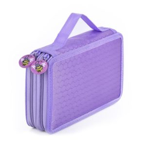 Square Two-Layer Sketch Colorful Lead 35-Hole Stationery Bag(Purple) (OEM)
