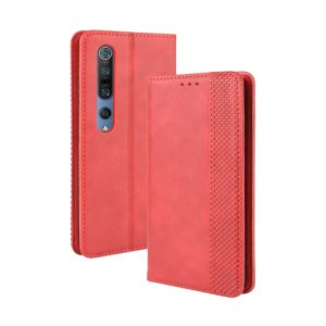 For Xiaomi Mi 10 /Xiaomi Mi 10 Pro 5G Magnetic Buckle Retro Crazy Horse Texture Horizontal Flip Leather Case , with Holder & Card Slots & Photo Frame(Red) (OEM)