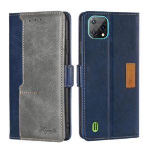 For Blackview A55 Contrast Color Side Buckle Leather Phone Case(Blue + Grey) (OEM)